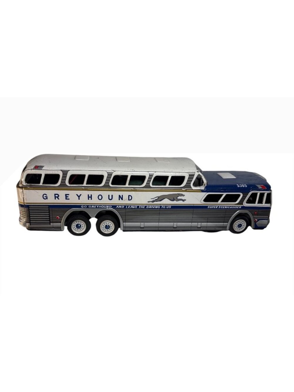 Vintage Greyhound Super Scenicruiser Toy Bus 5365 Logo Tin & Plastic 11"